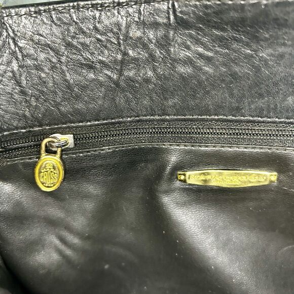 Mark Cross Black Leather Messenger Bag, Gold Tone Hardware, Classic, Preppy - Picture 6 of 7